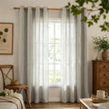 Linen Curtains 63 inch Long,Light Filtering Semi Sheer for Bedroom