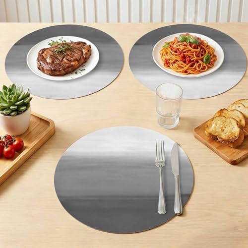 Abstract Gray Gradient Faux Leather Placemats Set of 6, 15in