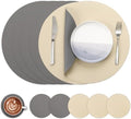 Myir JUN 15 Inches Round Placemats Set of 6 Faux Leather Place Mats