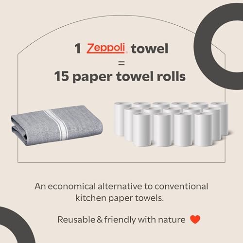 Zeppoli Classic Kitchen Towels - 15 Pack 100% Natural Cotton Towel