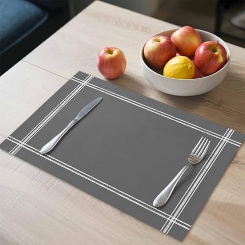 Placemats Set of 8, Deep Grey Washable Table Mats for Dining Table