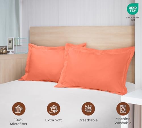 Royale Linens Microfiber King Size Pillow Shams Set of 2 - Coral Shams