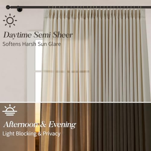 Pinch Pleated 84 Inches Long Linen Curtains for Living Room or