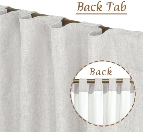 LAMIT Light Grey 100% Blackout Linen Bedroom Curtains 63 Inches 2