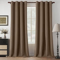 Full Blackout Taupe Linen Curtains 95 Inch Length 2 Panels