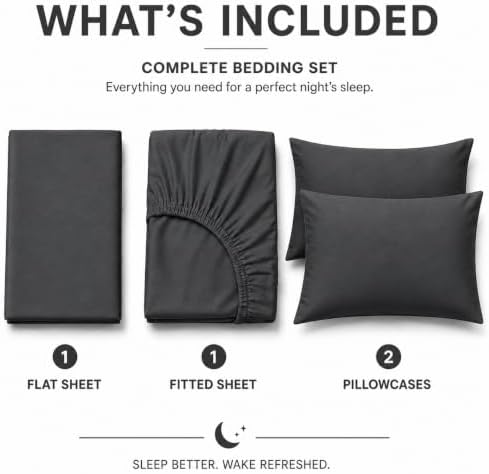 King Size Sheets Set, Luxury 100% Cotton Bed Sheets with 16" Deep