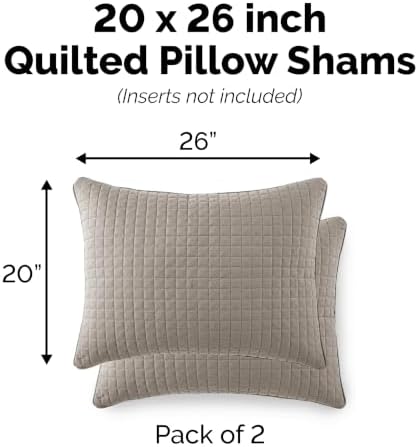 Set of 2 Quilted Standard Pillow Shams Covers 20x26 Microfiber Dark