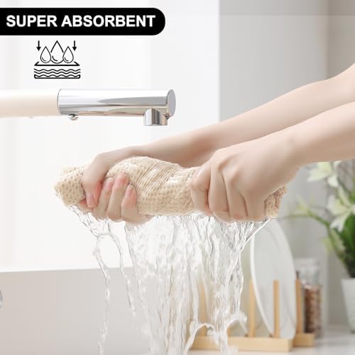 Homaxy 16 Pack 100% Cotton Kitchen Towels and Dishcloths Set, Beige