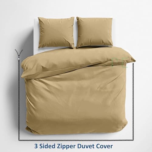 3 Sided Zipper Duvet Cover Microfiber 3 PCS King Size (90"x104") Taupe