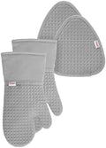 T-fal Waffle Oven Mitt & Pot Holder Set - Heat-Resistant Silicone Grip