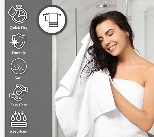 GOLD TEXTILES 60 White Economy Bath Towels Bulk (24x48 Inch) Cotton