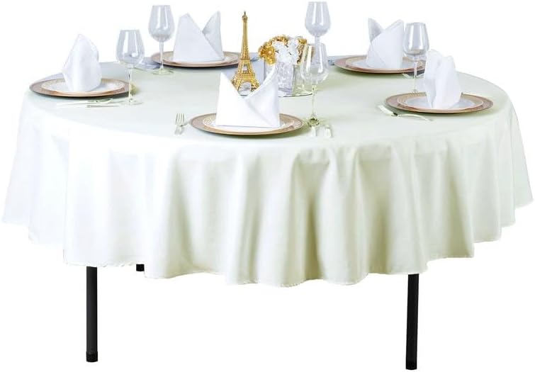Balsa Circle 6 pcs 90 inch Ivory Round Washable Polyester Easy-Care
