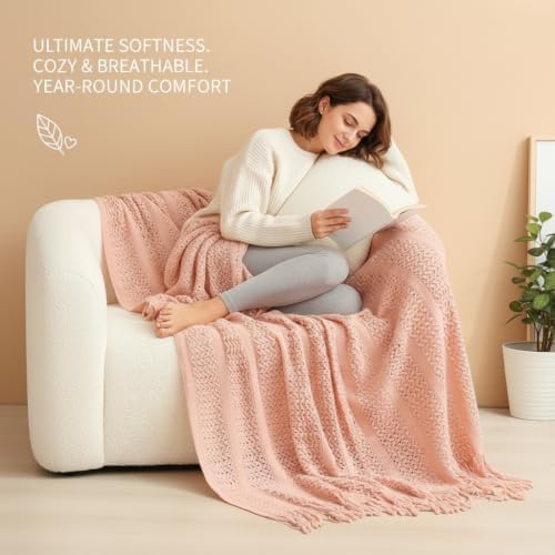 Soft Chenille Throw Blanket Cozy Chunky Knit Blanket for Couch and Bed