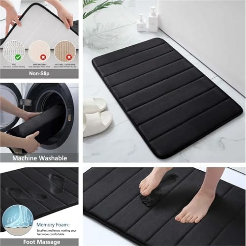 3Pc Sets Bath Mats Non Slip Memory Foam Bathroom Soft Rugs Water