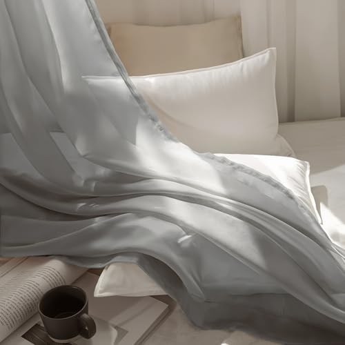 MIULEE Solid Color Sheer Curtains 96 Inches Long 2 Panels Set