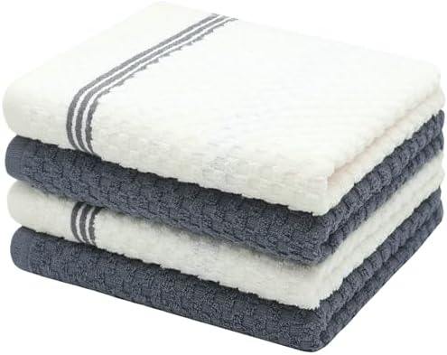 Cotton Dish Towels for Kitchen Drying Dishes, Set of 4, 15" x 25"