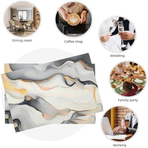 Marble Placemats Set of 8 - Durable Soft Washable Table Mats,Golden
