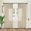 cololeaf Extra Long Linen Curtains Neutral Pinch Pleated Curtains for