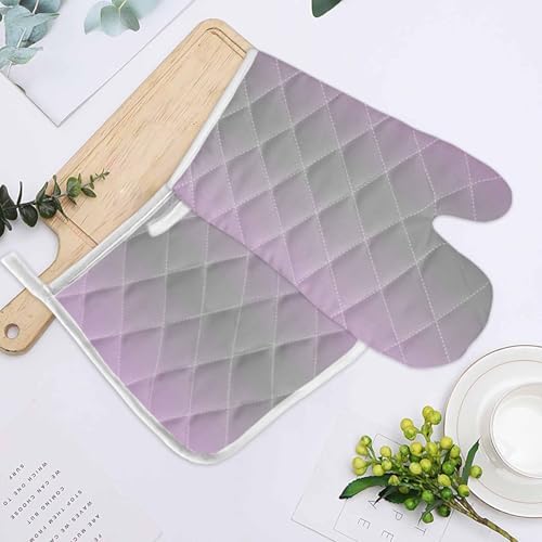 Quilted Cotton Terry Cloth Oven Mitt, Pot Holder Lilac Mauve Grey
