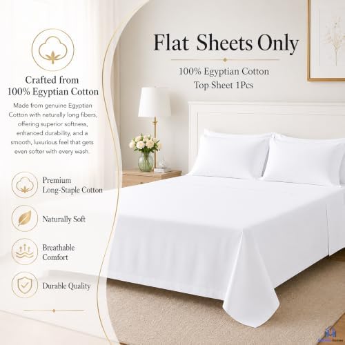 Mattress-Homes Flat Sheets Full Size 100% Egyptian Cotton Top Sheet