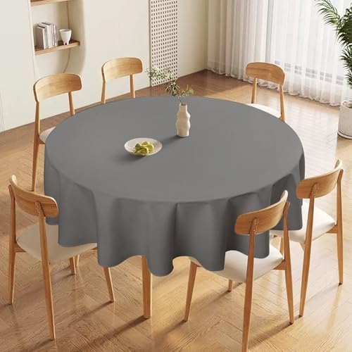 Grey Solid Color Classic Elegant Tablecloth Washable Dinng Table