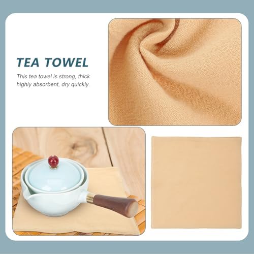 Thick Cotton Linen Kitchen Tea Towel for Tea Sets, Beige