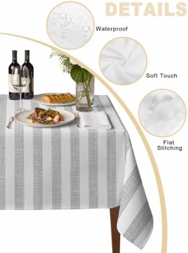 Vertical Stripes Rectangle Tablecloth 60 x 120 Inches Solid Gray Lines
