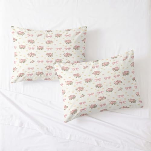 King Duvet Cover Set Soft Microfiber Pink Flowers