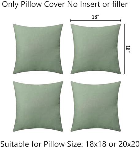 Demetex Outdoor Throw Pillow Covers 18x18 Set of 4 Waterproof Square