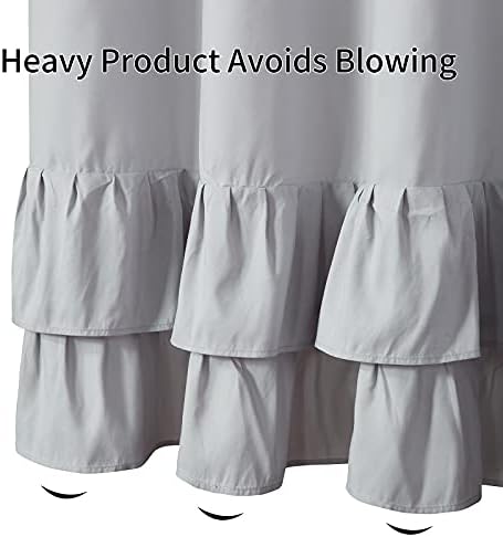 Light Grey Ruffle Shower Curtain Farmhouse Fabric Cloth Shower