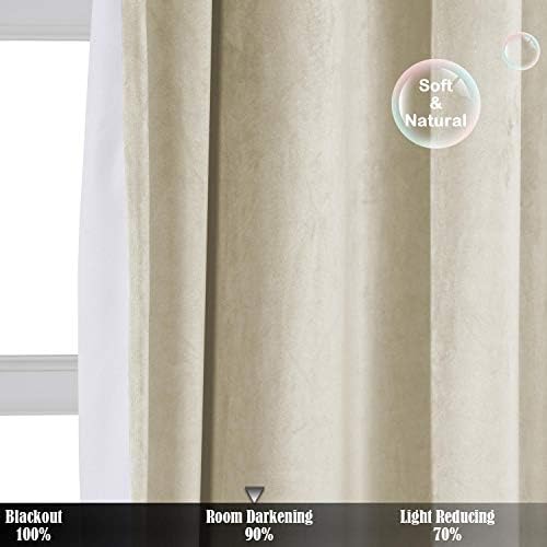 TWOPAGES 72W x 96L Beige Back Tab Curtain for Kitchen Window