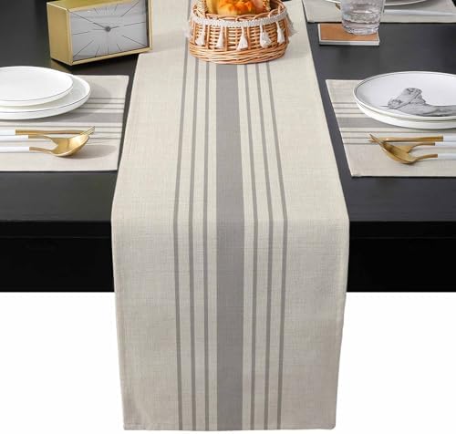 Begin Table Runner and Placemats Set of 4 Striped Vintage Linen