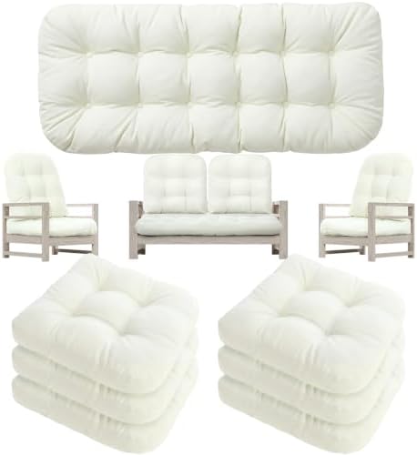 Youyole 7 Pcs Wicker Chair Cushions Set, 44 x 19'' Outdoor Waterproof