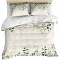 Sage Green Bedding 3 Piece Duvet Cover Set Queen Size, Eucalyptus