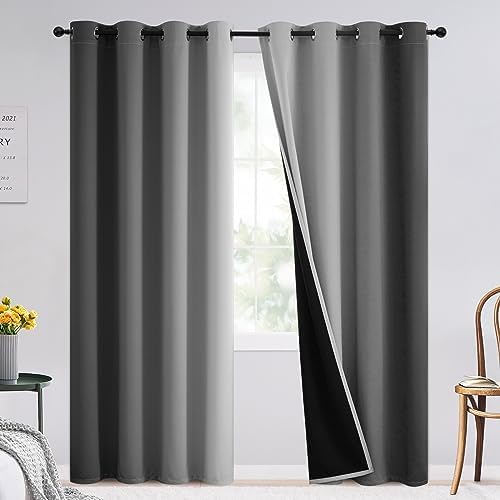SimpleHome 100% Blackout Ombre Bedroom Curtains Grey and Greyish