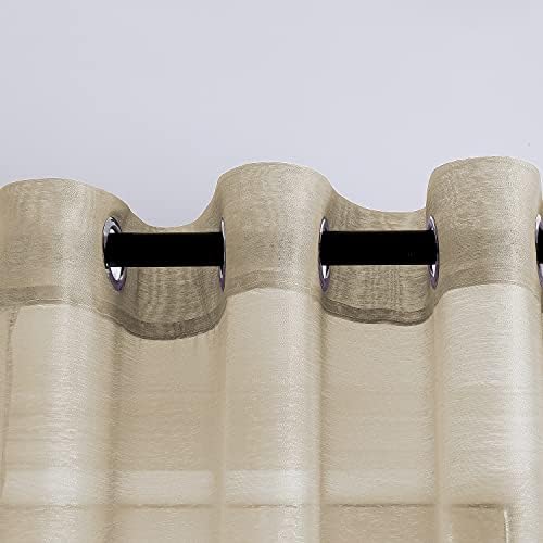 DONREN Taupe Sheer Window Panel Curtains -Luxury Soft Grommet Top