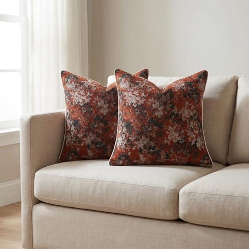 Vintage Floral Throw Pillow Covers 18x18 Inches Set of 2 Boho