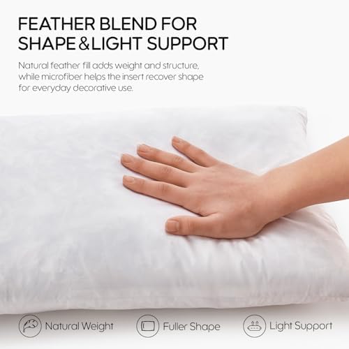 Feather Throw Pillow Inserts Set of 4, Soft Fluffy Square