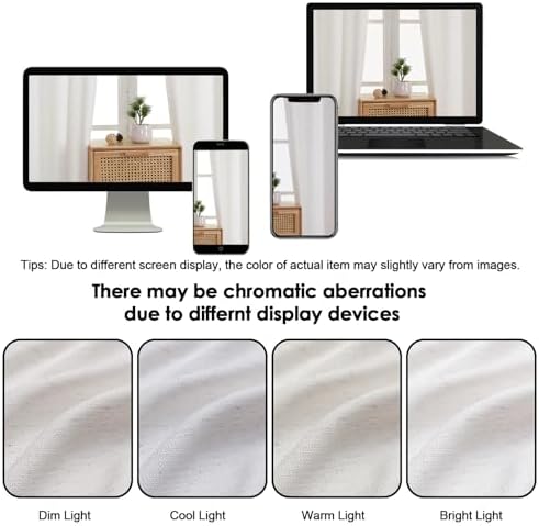 OWENIE Bob Natural Curtains 72 Inch Length 2 Panels Set for Living