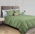 White Classic Sage Green Duvet Cover King Size, Microfiber Duvet Cover