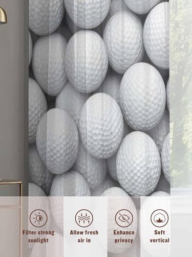 Sheer Curtains 108 Inches Long 2 Panels Set for Living Room, Golf Semi