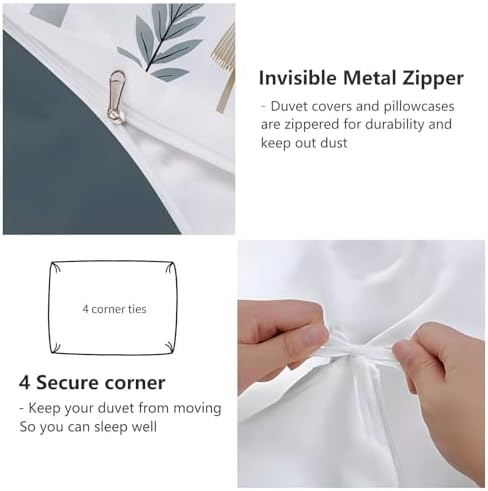 Soft and Breathable Duvet Cover King Size, Reversible Grey Duvet Cover