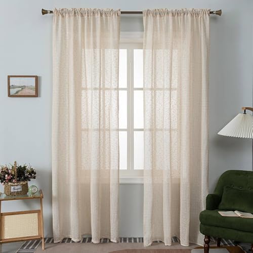 Sheer Curtains 108 Inches Length 2 Panels, Living Room Privacy