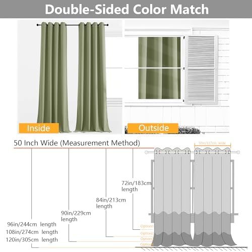 Simplebrand Sage Green Room Darkening Curtains for Bedroom Living Room