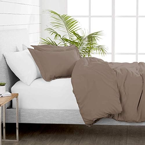 LinenEra Taupe Queen/Full Size Duvet Cover Set,100% Natural Cotton 600
