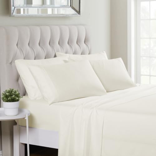 1500TC Soft Solid Microfiber Bed Sheet Set 6 Piece - Ivory White Full
