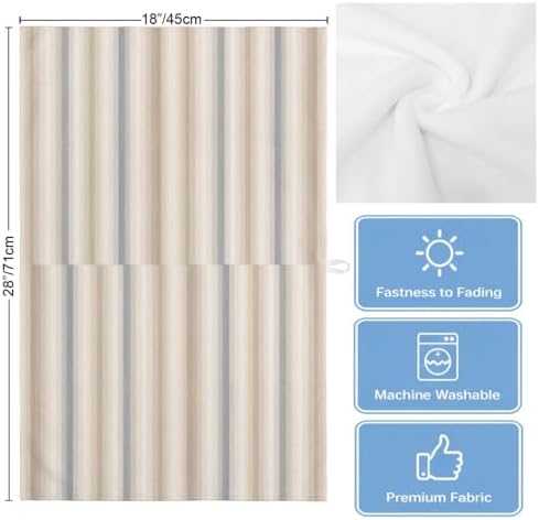 Brown Gray Striped Kitchen Towels Set of 3, Water Absorbent Dish