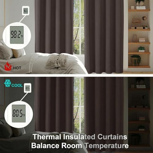 Simplebrand Chocolate Extra Long Blackout Curtains 120 Inches Long 2