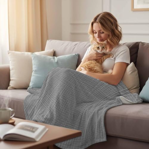 Slate Gray Fleece Throw Blanket Rustic Minimalist Solid Color Woven