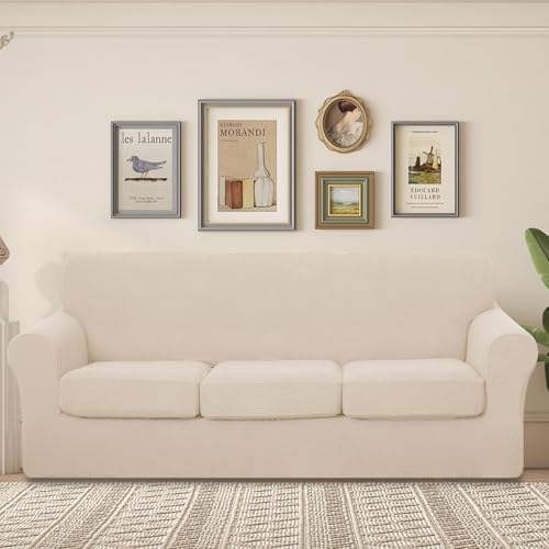 U-NICE HOME 4 Pieces Stretch Couch Cover Sofa Slipcover, Beige